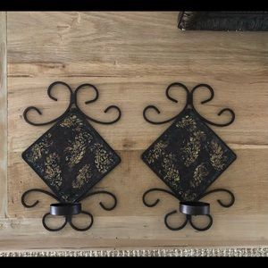 Metal wall sconce pair